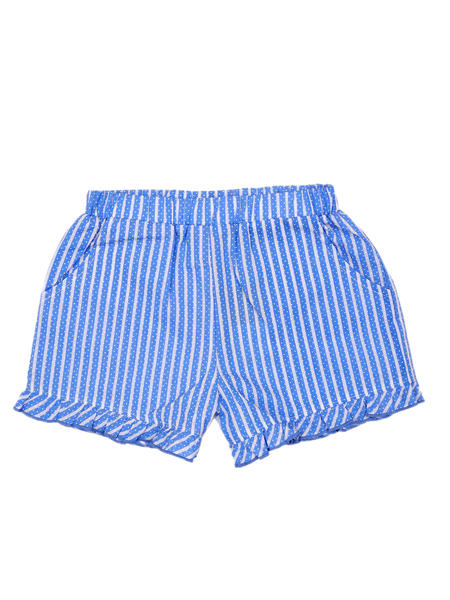 Blue Stripe Ruffle Shorts