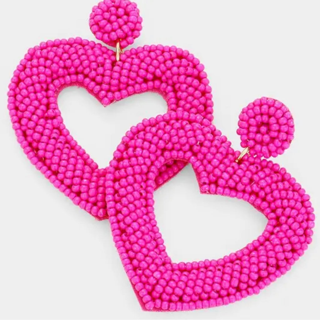 Fuchsia Open Heart Earrings (Women)