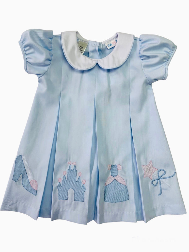Embroidered Cinderella’s Castle Dress- Light Blue
