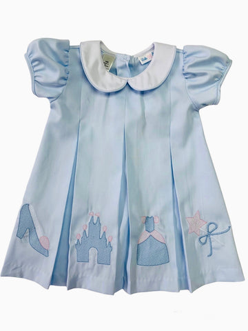 Embroidered Cinderella’s Castle Dress- Light Blue