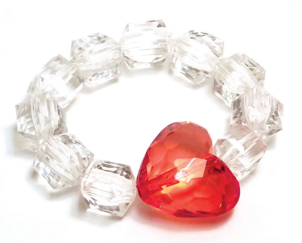 Candy Heart Bracelet- Clear/Red