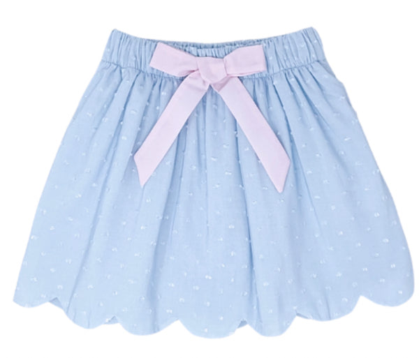 Susie Scallop Skirt- Blue Swiss Dot