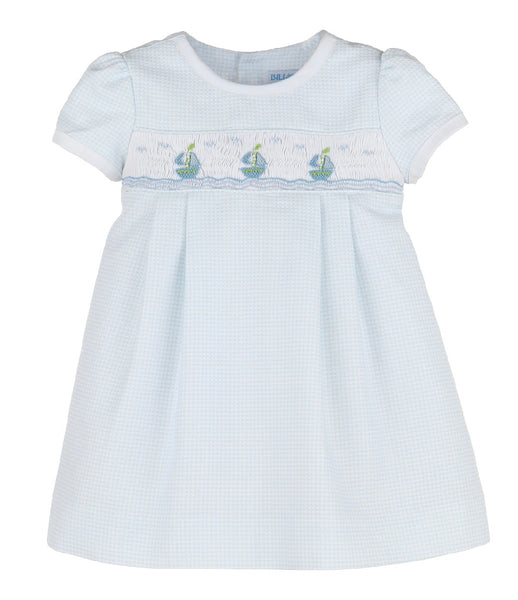 Smocked Sailboat Dress- Blue
