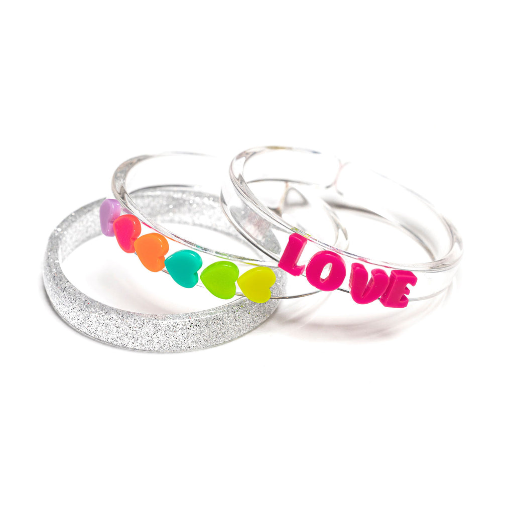 Neon Heart Bangle Set