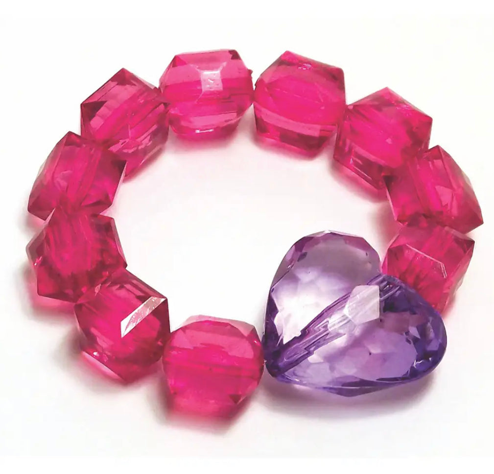 Rock Candy Heart Bracelet-Pink/Purple