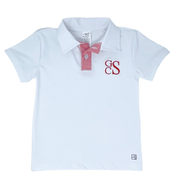 Parker Polo- White/Red Mini Gingham