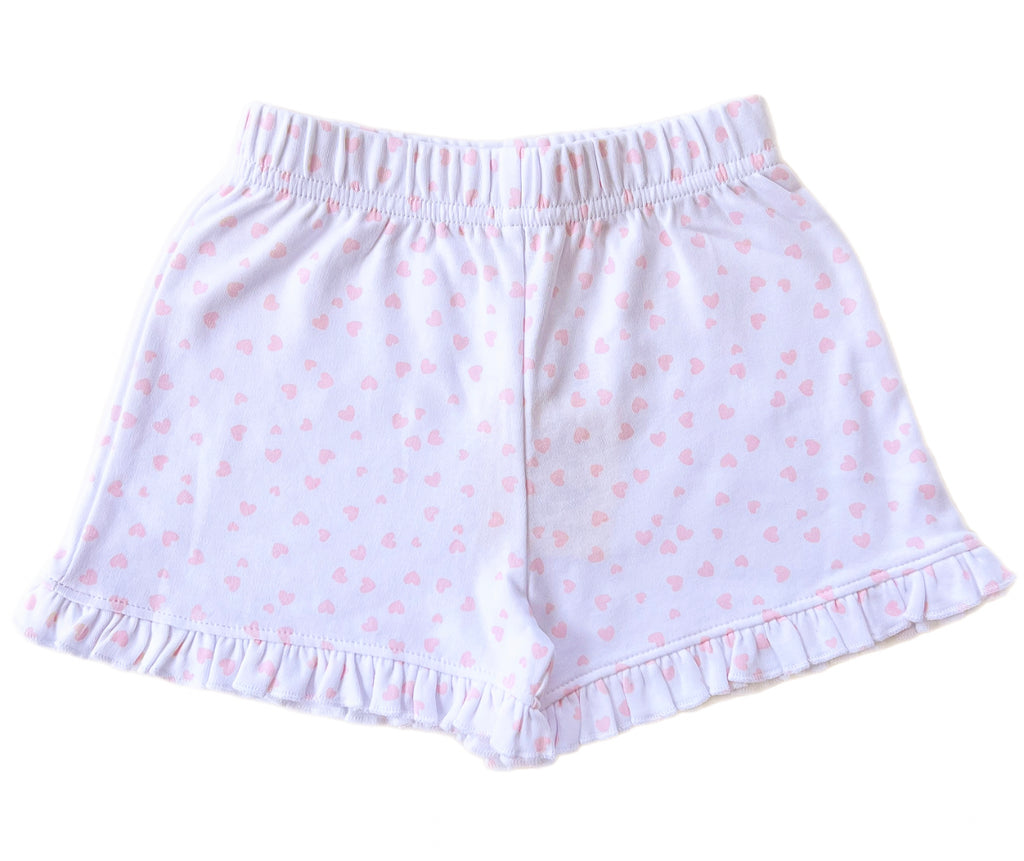 Ruffle Knit Shorts- Pink Hearts