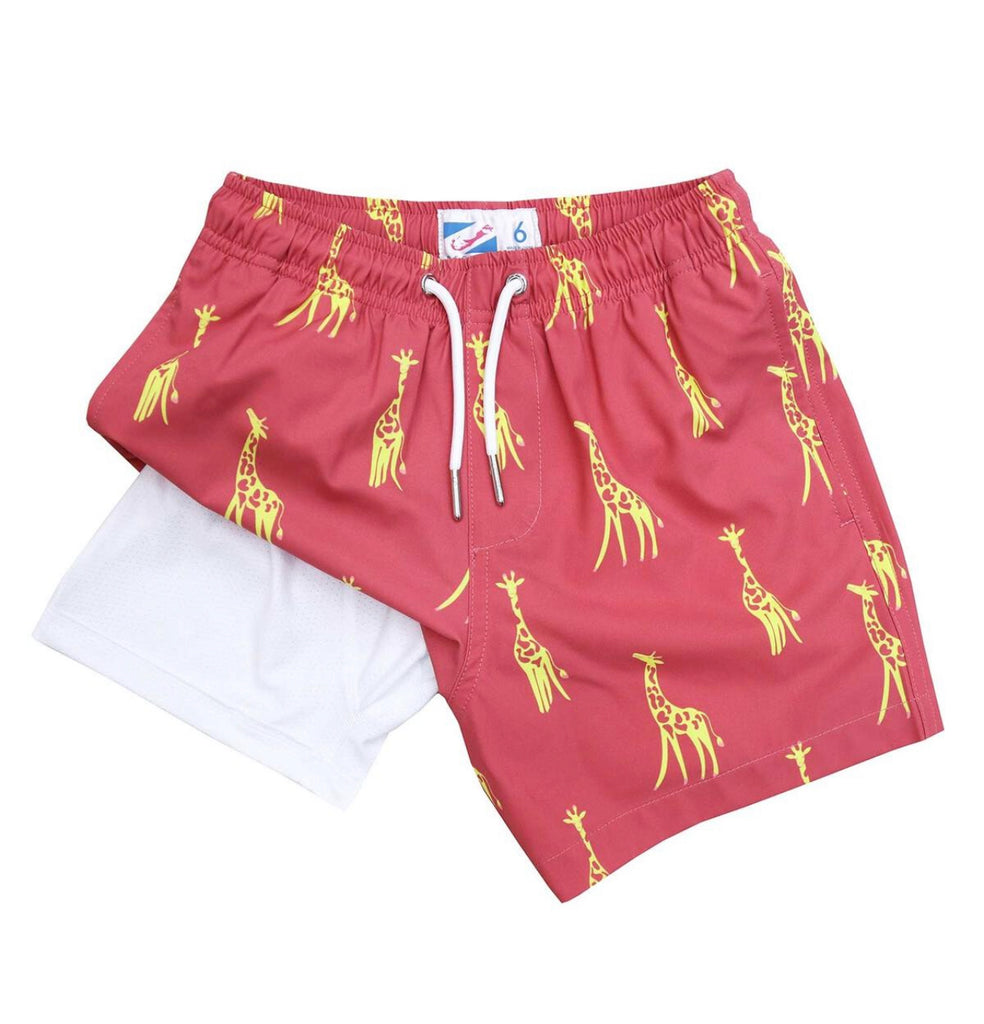 Giraffe Print Swim Trunks w/ Compression Liner (Boys)