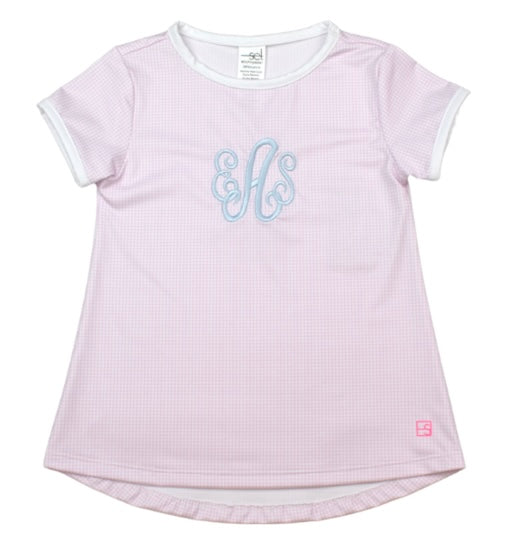 Bridget Basic Tee- Pink Mini Gingham