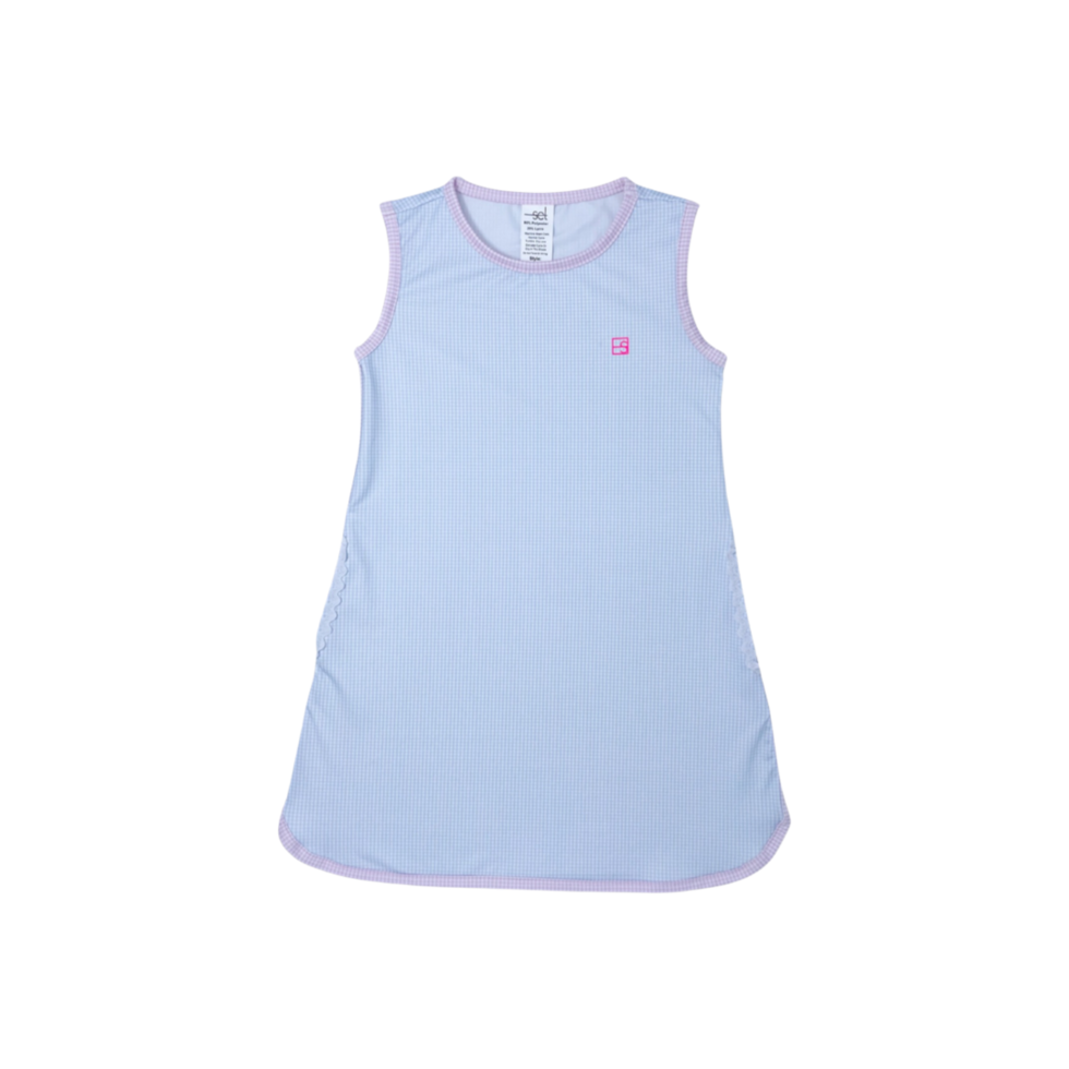 Tinsley Tennis Dress- Blue/Pink Mini Gingham
