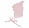 Rib Knit Bonnet w/Pompom- Pink - Blue Bonnet