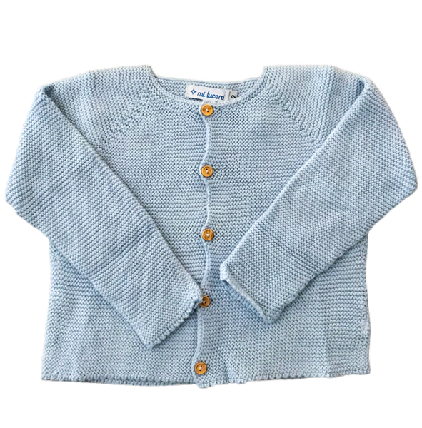 Garter Stitch Cardigan- Light Blue