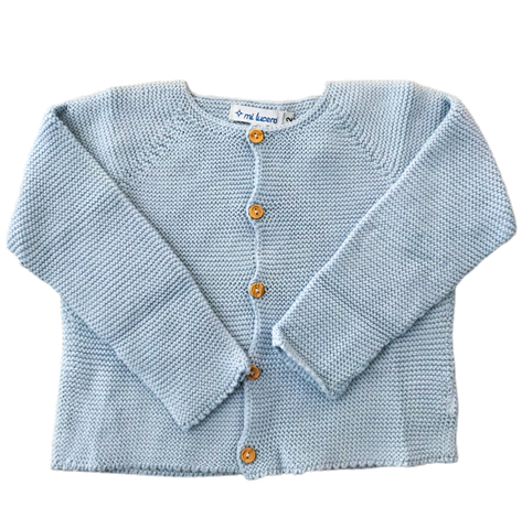 Garter Stitch Cardigan- Light Blue
