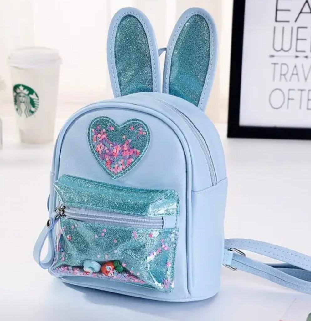 Bunny Backpack Purse- Blue
