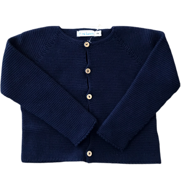 Garter Stitch Cardigan- Navy