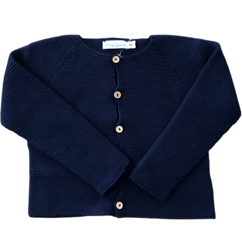 Garter Stitch Cardigan- Navy