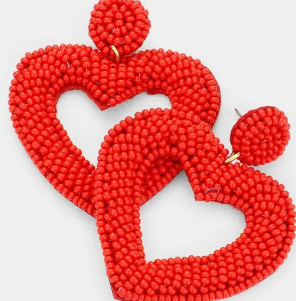 Red Open Heart Earrings (Women)