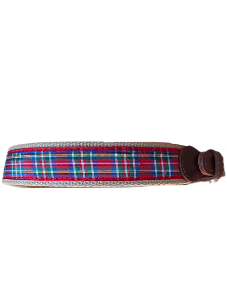 Canvas Belt- Red Plaid on khaki