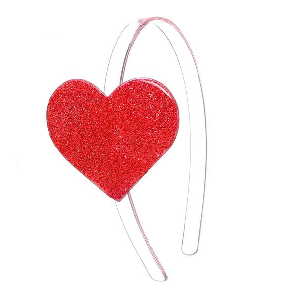 Red Glitter Heart Headband